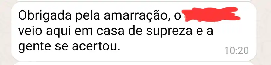 Depoimento de cliente da Magia Suprema sobre amarração amorosa